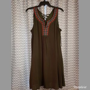 Green Dress with Neck Details